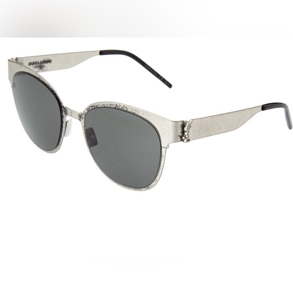 New Saint Laurent Silver Metal Sunglasses